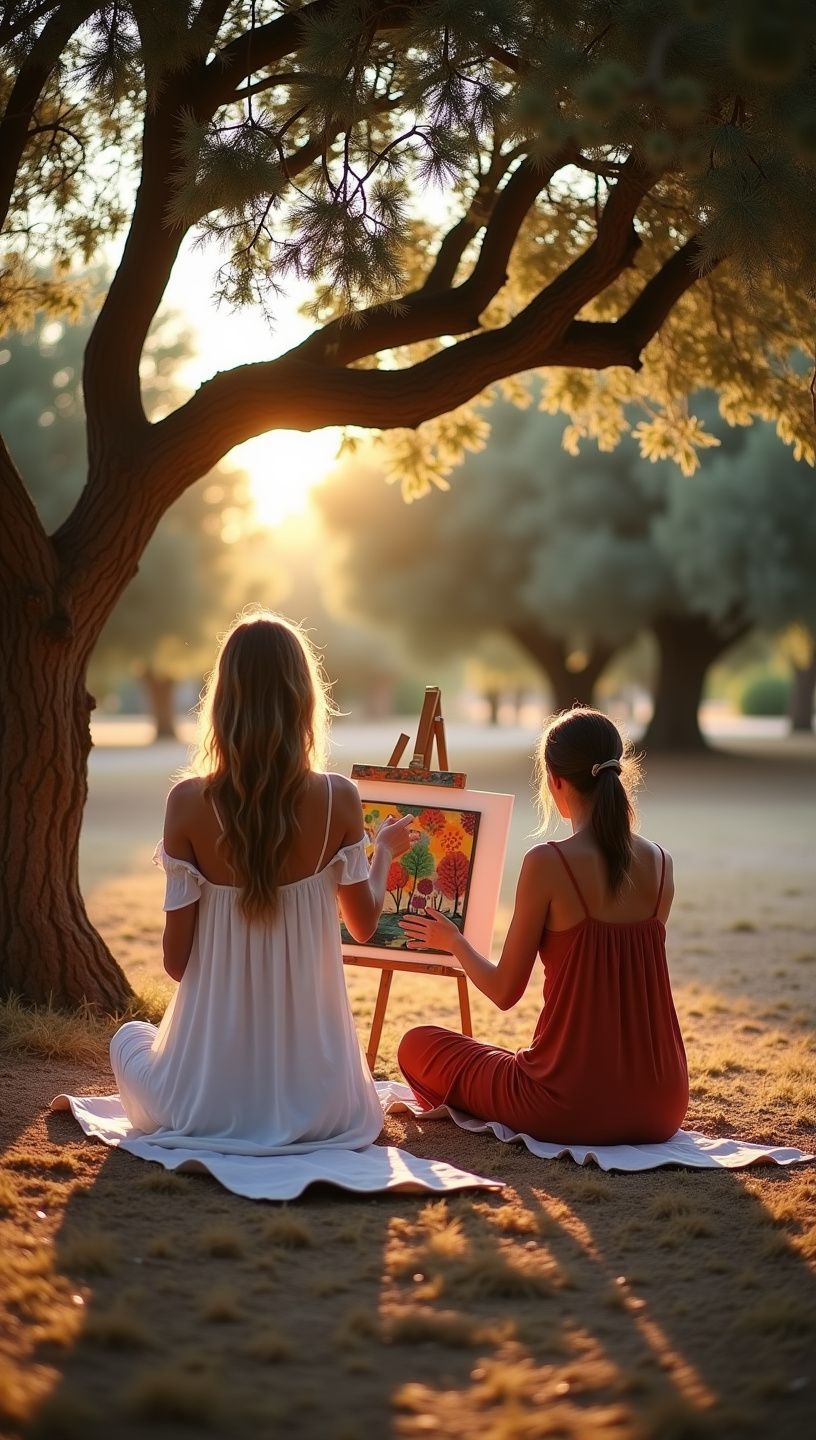 Σκηνή ενός άνδρα που διαλογίζεται κάτω από έναν ελαιώνα