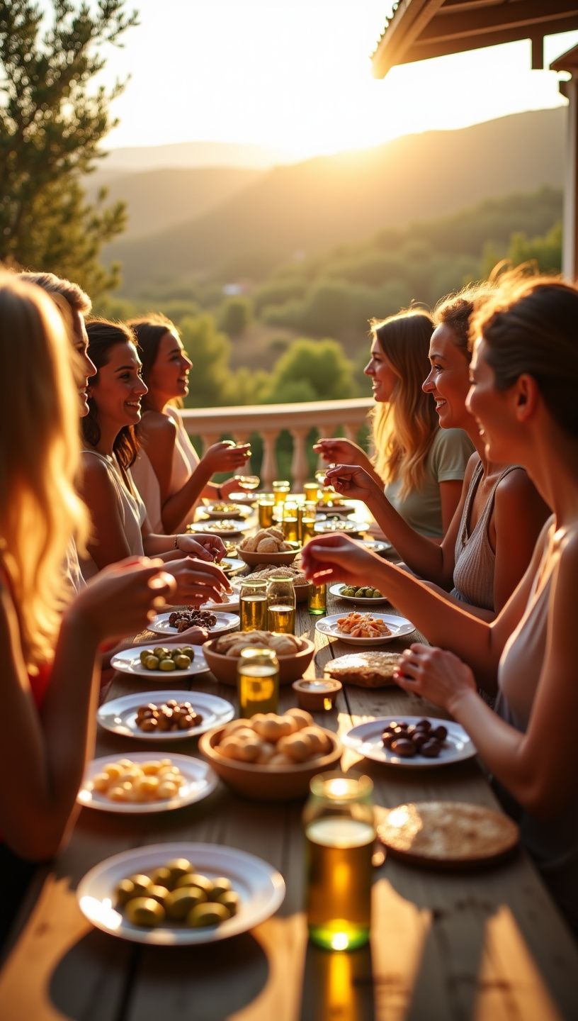 Στιγμιότυπο από το μάθημα γιόγκα με το ηλιοβασίλεμα στον ορίζοντα.